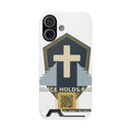 Christian Cross Phone Card Case — "Grace Holds Fast" RFID Cardholder Phone Case