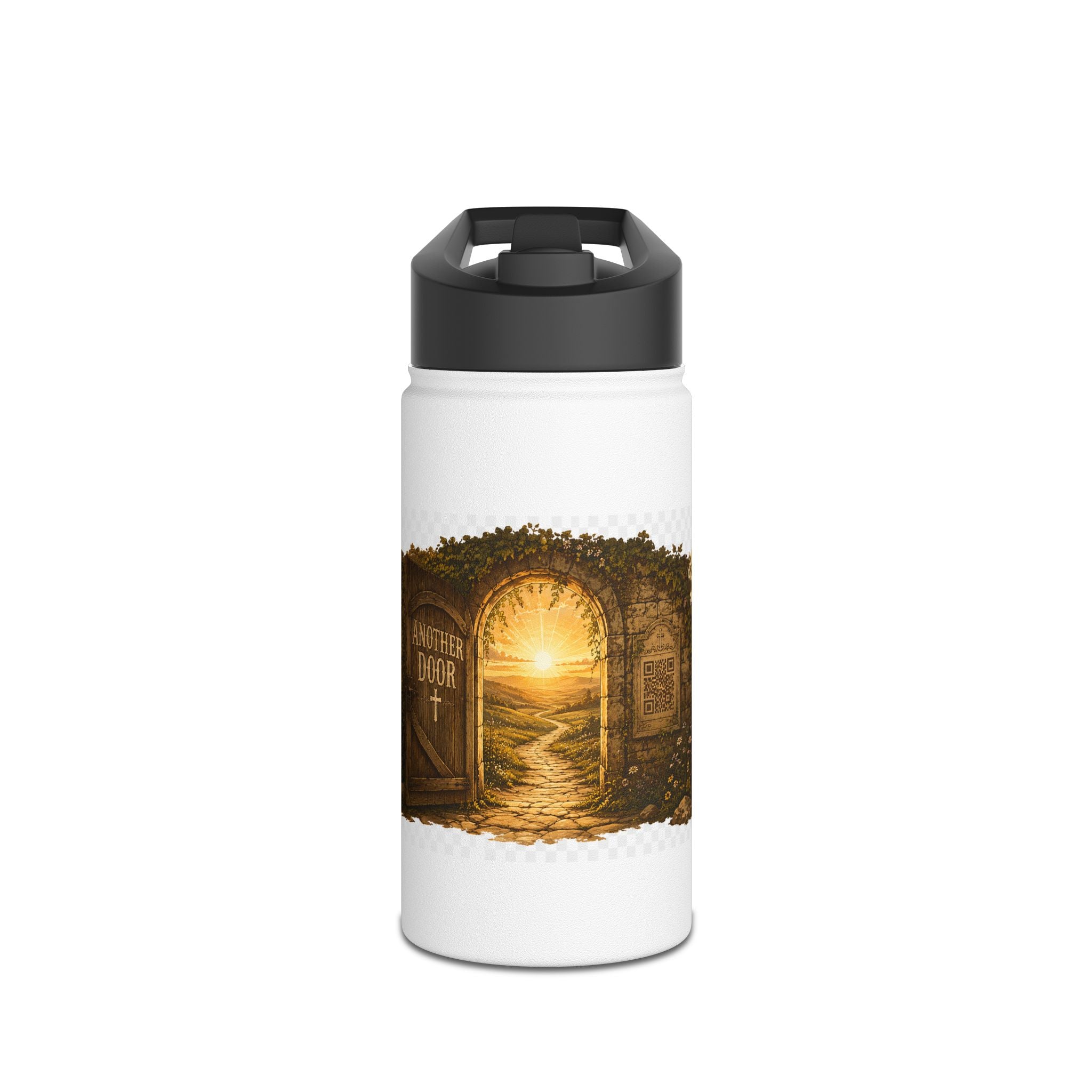 Adventure Portal Stainless Steel Water Bottle — Golden Sunrise Doorway Design