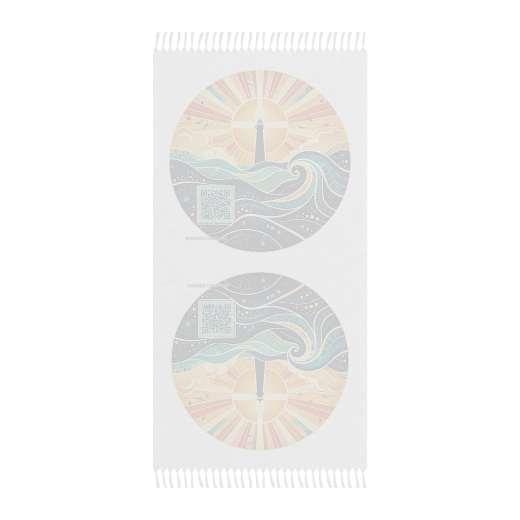 Boho Beach Towel — Lighthouse Sunset Waves Cotton Fringe Beach Towel