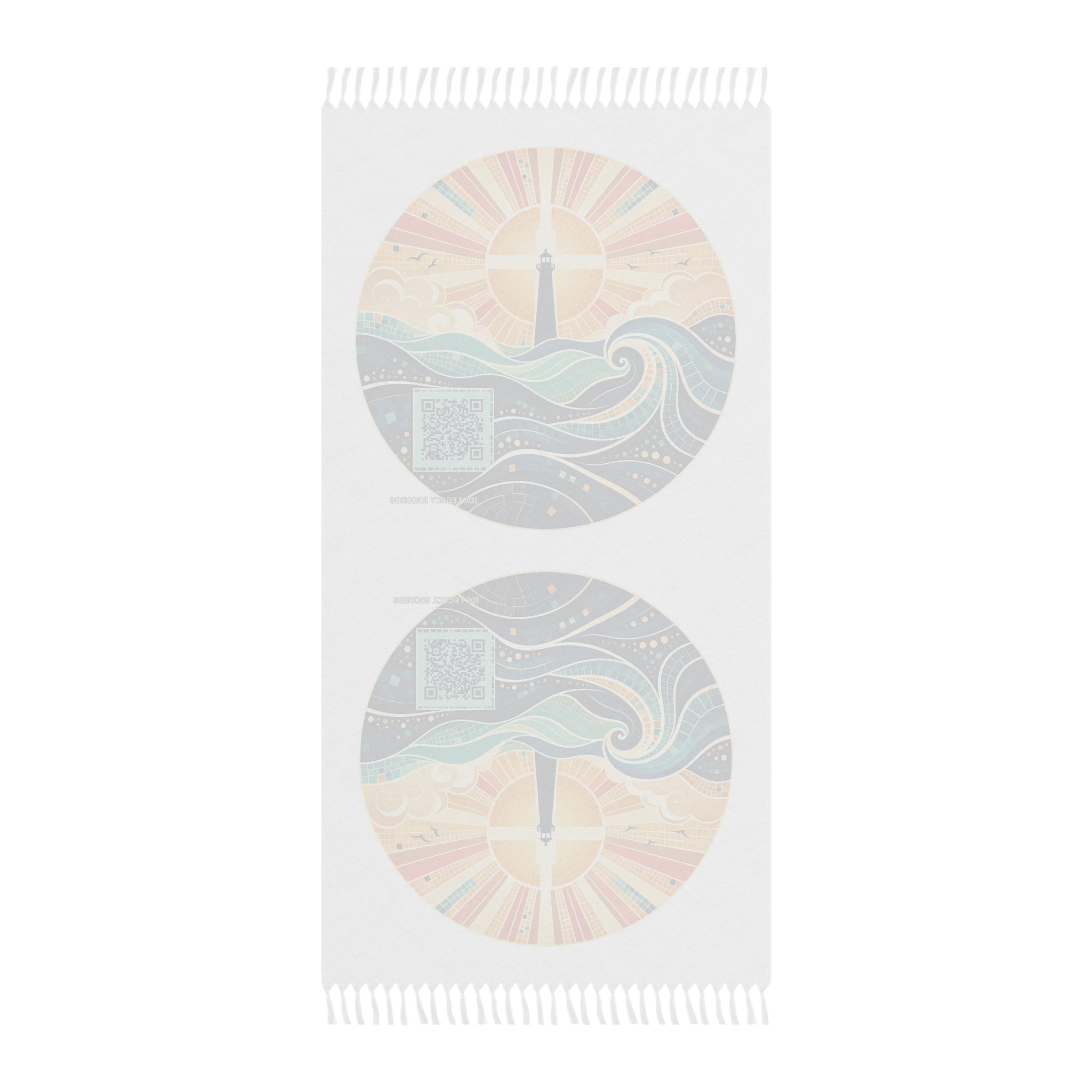 Boho Beach Towel — Lighthouse Sunset Waves Cotton Fringe Beach Towel