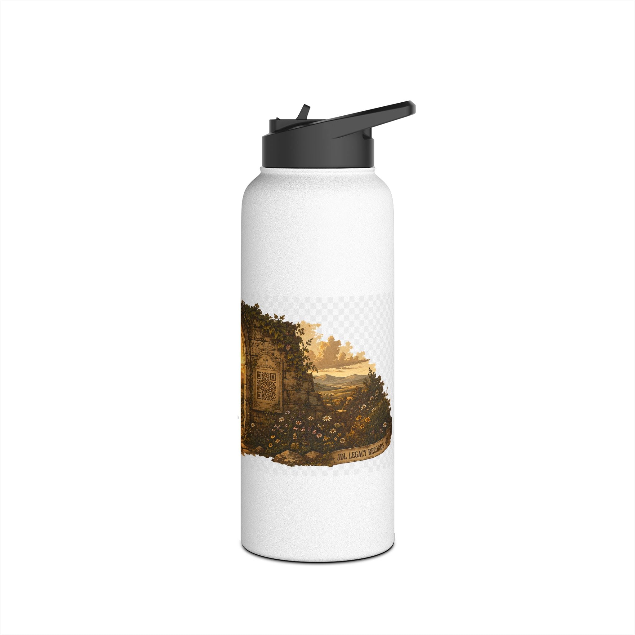 Adventure Portal Stainless Steel Water Bottle — Golden Sunrise Doorway Design
