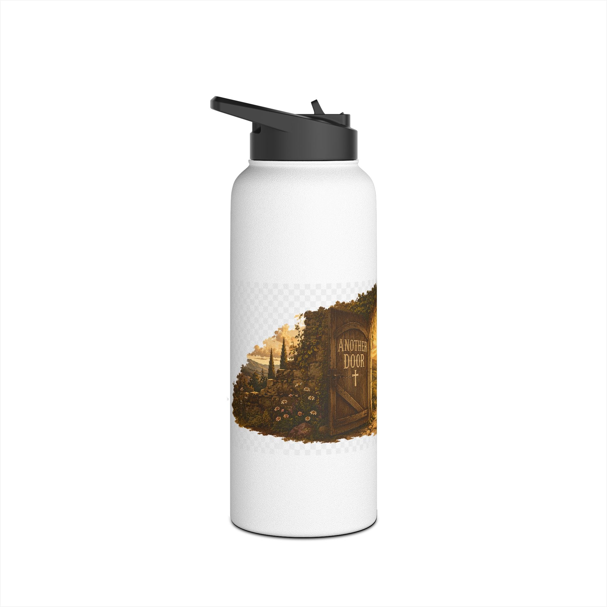 Adventure Portal Stainless Steel Water Bottle — Golden Sunrise Doorway Design
