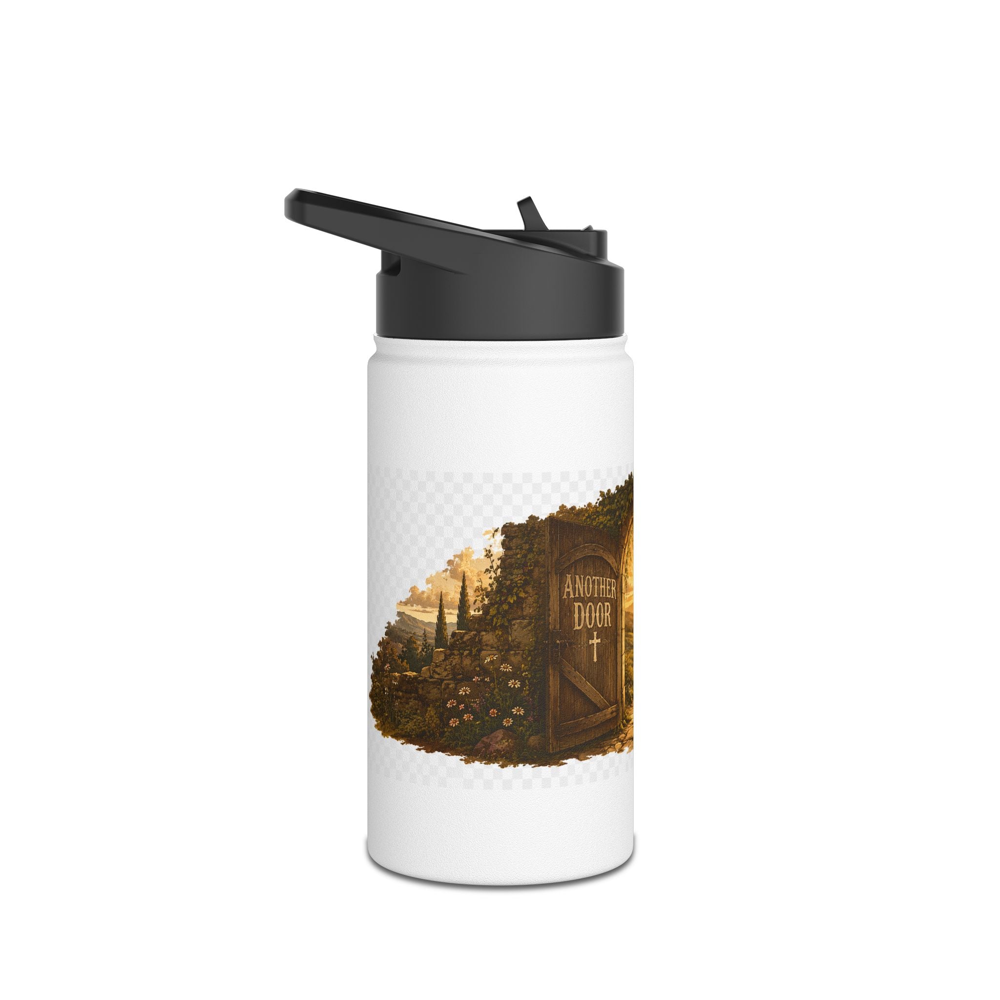 Adventure Portal Stainless Steel Water Bottle — Golden Sunrise Doorway Design