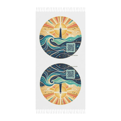 Boho Beach Towel — Lighthouse Sunset Waves Cotton Fringe Beach Towel