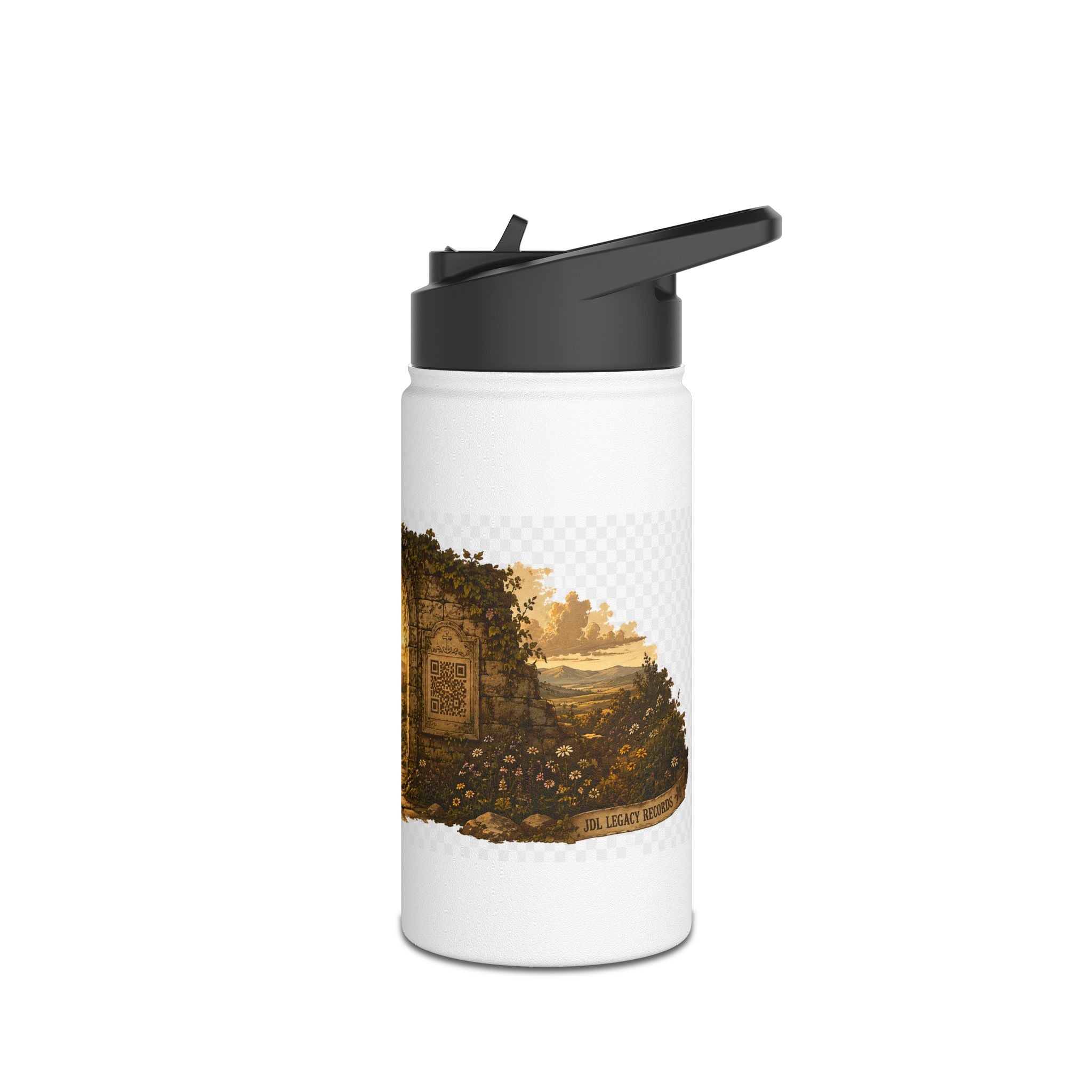 Adventure Portal Stainless Steel Water Bottle — Golden Sunrise Doorway Design