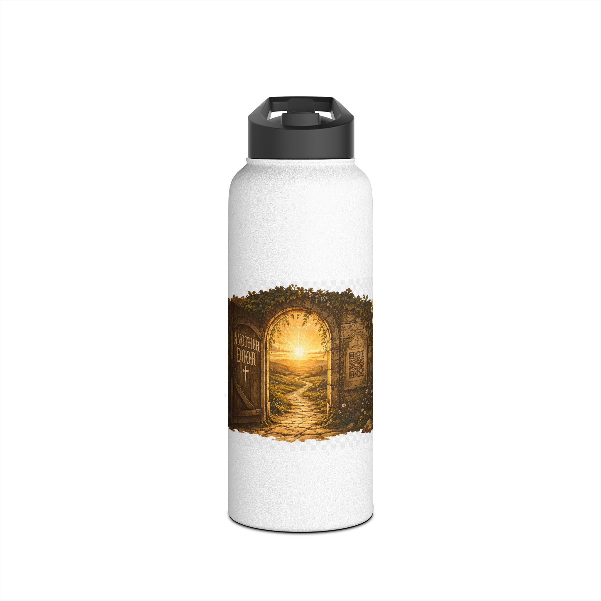 Adventure Portal Stainless Steel Water Bottle — Golden Sunrise Doorway Design